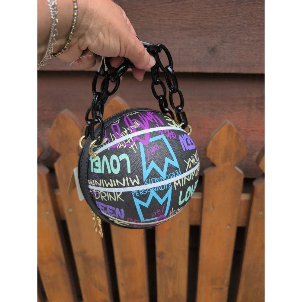 NWT Novelty GRAFFITE Basketball Crossbody Shoulder Hand Bag Ball Top Handle